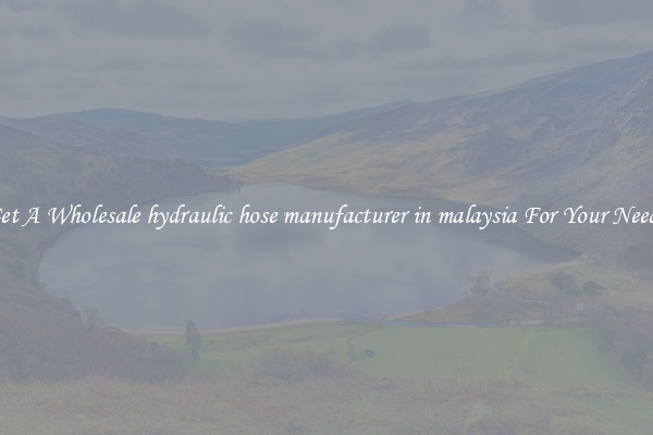 Get A Wholesale hydraulic hose manufacturer in malaysia For Your Needs