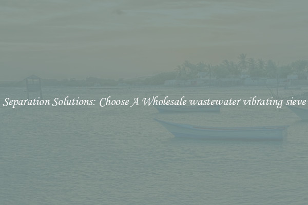 Separation Solutions: Choose A Wholesale wastewater vibrating sieve