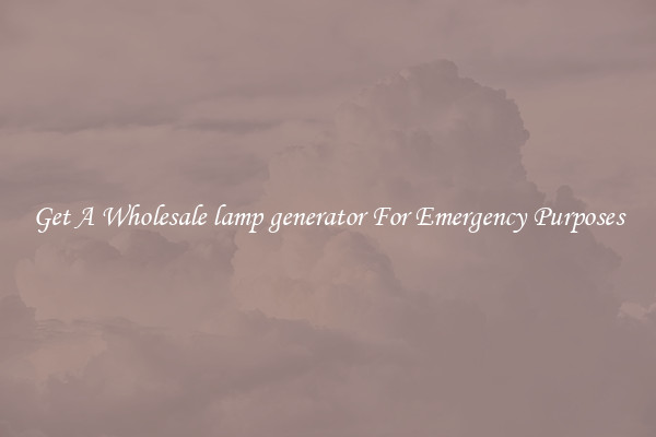 Get A Wholesale lamp generator For Emergency Purposes